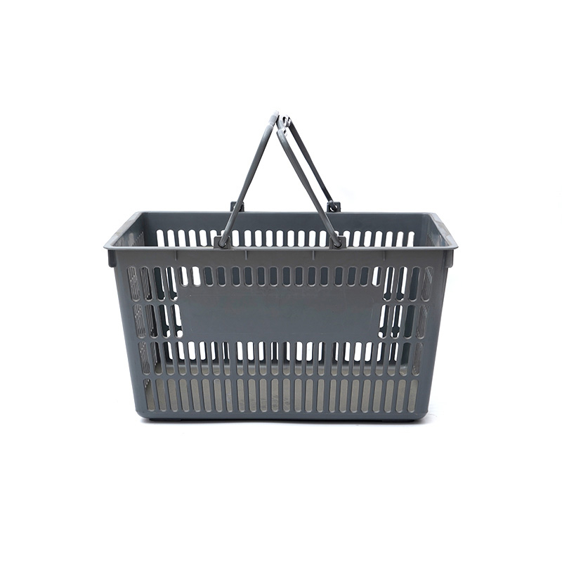 Cesta de compras de plástico com duas alças para supermercado