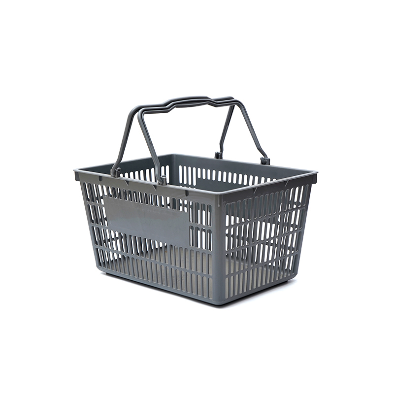 Cesta de compras de plástico com duas alças para supermercado